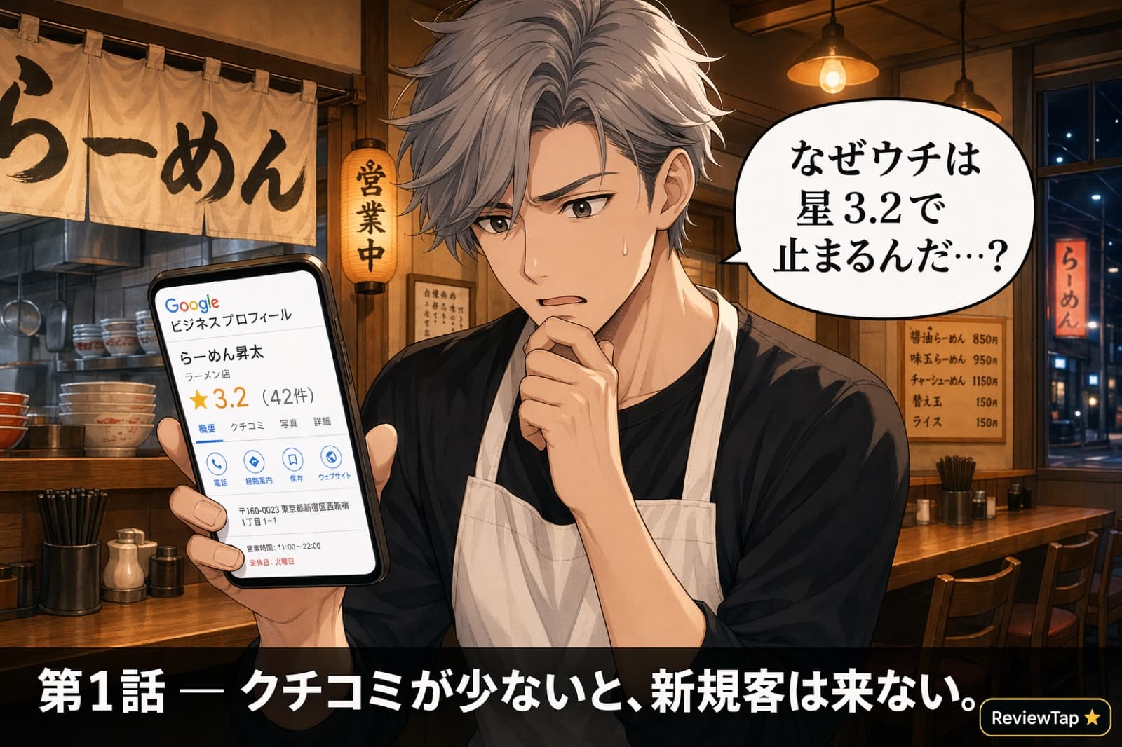 評価★3.2で悩む店主